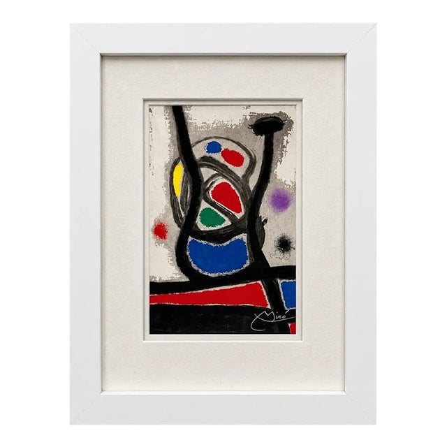 Joan Miro Oiseau Solaire, Oiseau Lunaire 1967 Color Lithograph Hand Signed, Coa 1967 For Sale