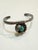 Vintage Southwest Navajo Style Sterling Silver Stamped Turquoise Leaf Cuff Bracelet For Sale - Image 4 of 8