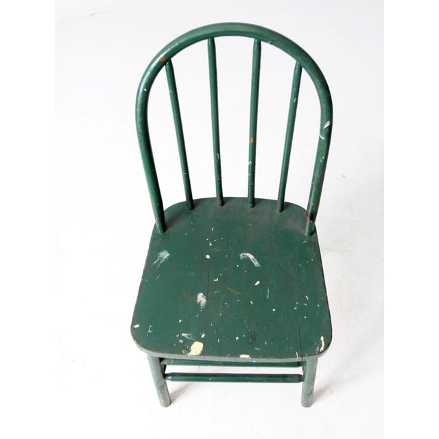Vintage Green Windsor Style Farmhouse Chair For Sale - Image 10 of 12