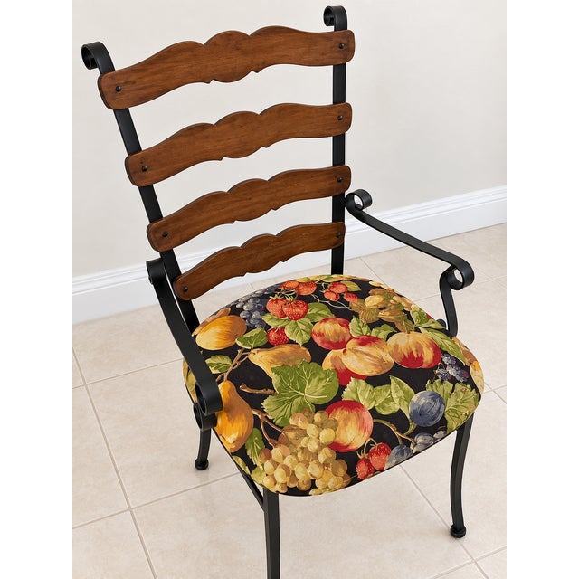 Mediterranean Vintage Mediterranean Wrought Iron & Fruit Tile Dining Set, 5 Pieces For Sale - Image 3 of 4
