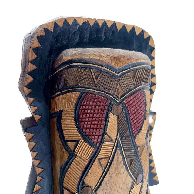 Vintage Hand-Carved African Wall Mask For Sale - Image 4 of 6