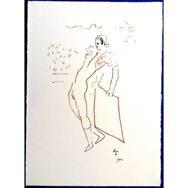 Jean Cocteau Jean Cocteau - The Toreador - Original Lithograph 1961 For Sale - Image 4 of 4