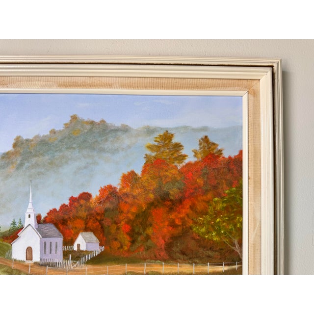 Wood Vintage F. Leschinsky Countryside Acrylic Paint, Framed For Sale - Image 7 of 12