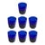 Art Deco Style Cobalt Blue Glasses, Set of 7 Hand Blown Lowball Glassware Set For Sale