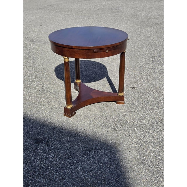 21st Century French Empire Plum Mahogany Round Table. For Sale - Image 11 of 16