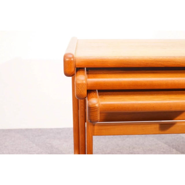 Mid-Century Modern Scandinavian Teak Nesting Tables, Set of 3 For Sale - Image 10 of 11