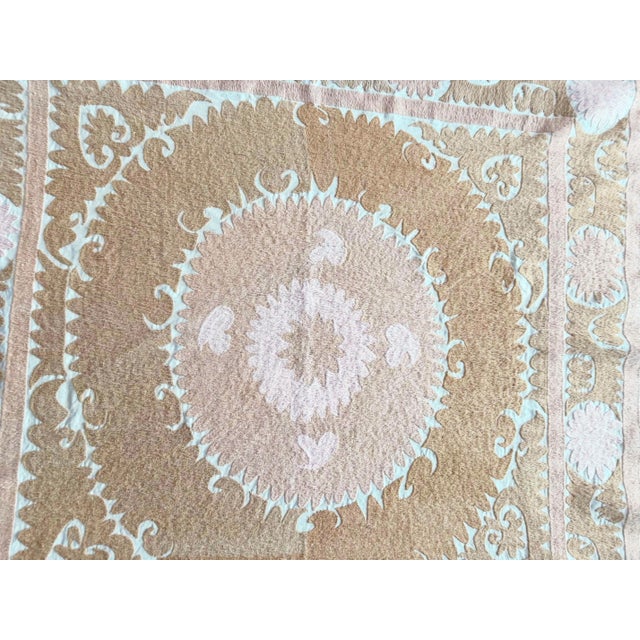 Decorative Vintage Suzani from Central Asian, circa mid-1960s. Dimension; 45'' x 47'' inches / 115 x 120 cm / 3'9'' x...