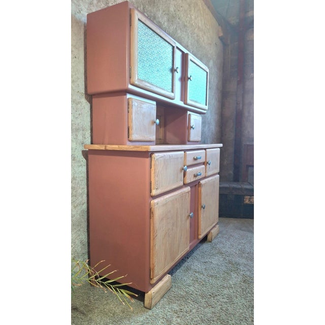 Brown Vintage Mado 2-Body Kitchen Buffet with Cathedral Glass, 1950s For Sale - Image 8 of 11