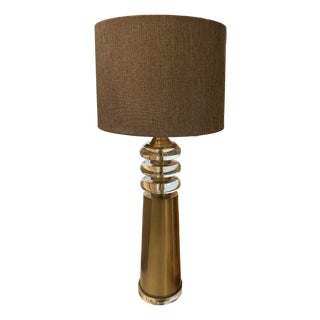 Brass Finish and Lucite Lamp Custom Shade For Sale