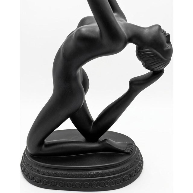 Black 1970s Art Deco Style Nude Table Lamp For Sale - Image 8 of 9