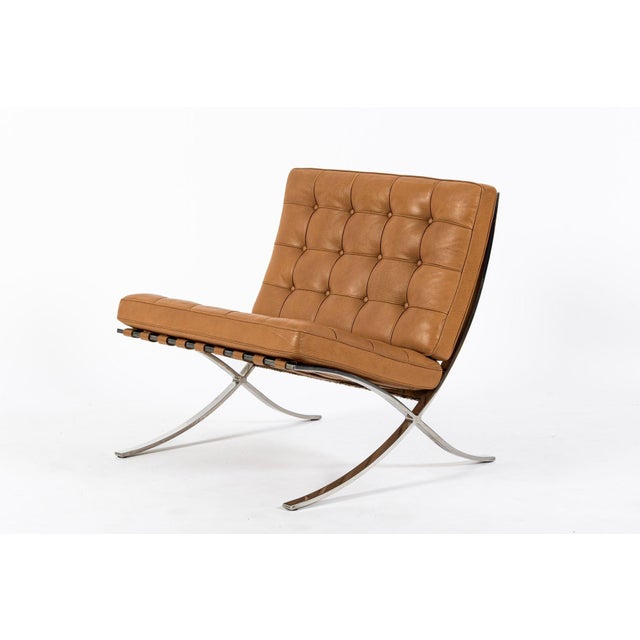 Mid-Century Modern Mid Century Brown Leather Barcelona Chair by Mies Van Der Rohe for Knoll, 1983 For Sale - Image 3 of 15