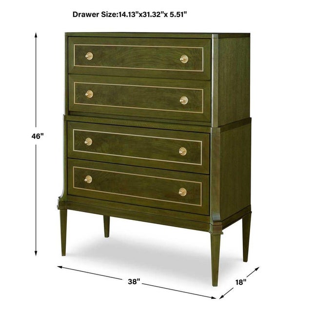 Regency style, this oak cabinet features center panels of Olive Ash Burl outlined by brass-finished metal , The tapered...