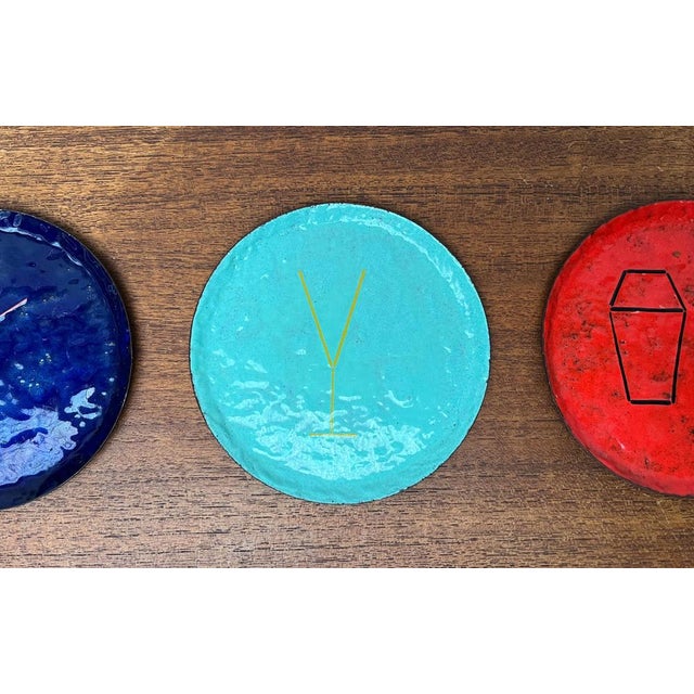 Mid-Century Metal Cocktail Coasters, 1960s, Set of 4, in Very Good conditions. Designed 1960 to 1969