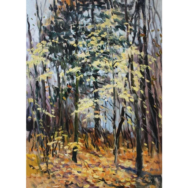 1990s Edgars Vinters, Autumn Foliage, 1990, Oil on Cardboard For Sale - Image 5 of 5
