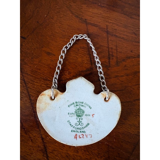 Modern Staffordshire Ceramic Antique Hand Painted Bone China Liquor Sherry Bottle Tag For Sale - Image 3 of 4
