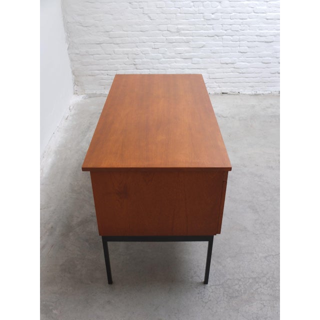 Vintage Freestanding Writing Desk in Teak and Black Metal by Pierre Guariche, 1960s For Sale - Image 6 of 14
