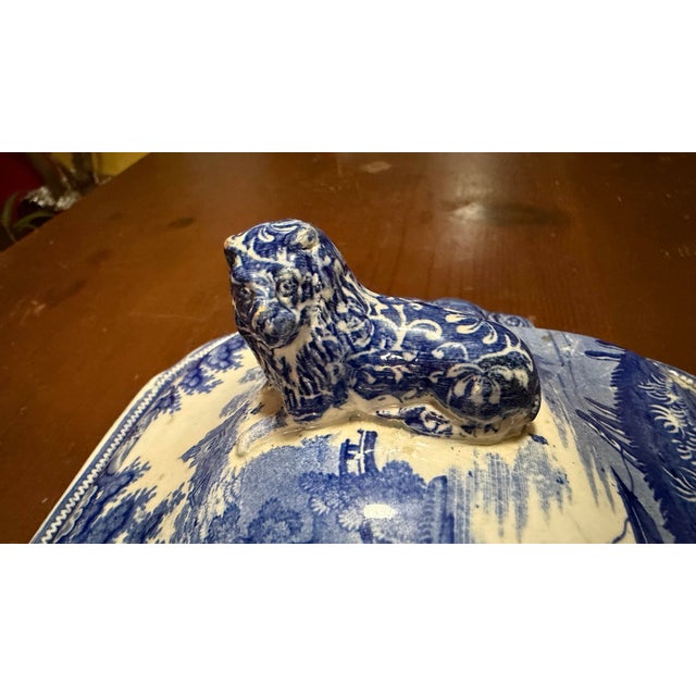 Early 19th Century Antique Blue Transfer Decorated Pearlware Covered Vegetable Dish, “Wild Rose” Pattern, Circa 1830’s For Sale - Image 5 of 12