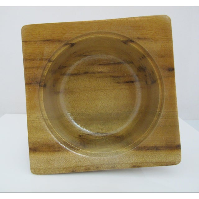 Vintage 1976 Hand Turned Wood Geometric Circular Box With Dome Lid For Sale - Image 10 of 10