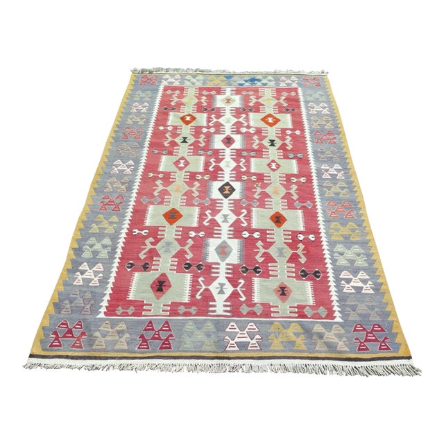 1960s Vintage Turkish Handmade Kilim Rug - 68"x97" For Sale