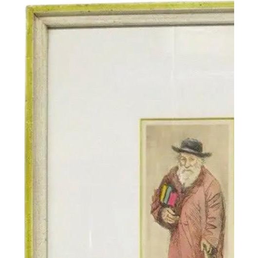 Mid-Century Modern Scholar Hand-Colored Signed Etching by Quintana Limited Edition 24/100 For Sale - Image 4 of 11