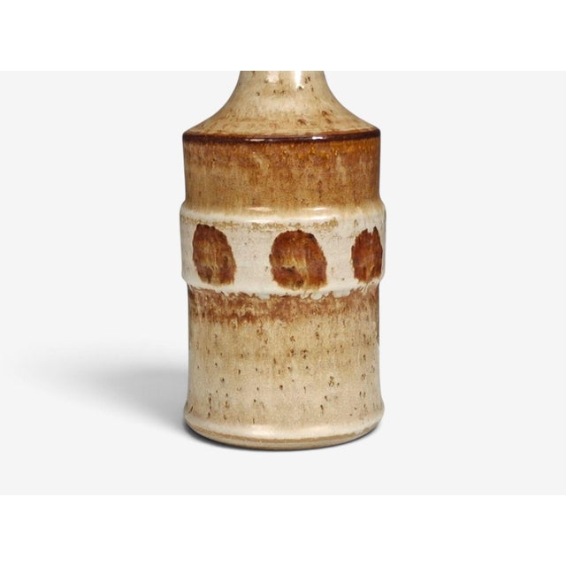 Tan 1960s Danish Modern Søholm Stentøj, Dotted Table Lamp, Beige Glazed Stoneware For Sale - Image 8 of 10
