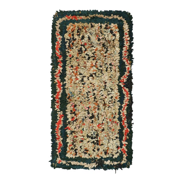 Antique Hooked Rug With Abstract Multicolor Patterns | Rug & Kilim For Sale