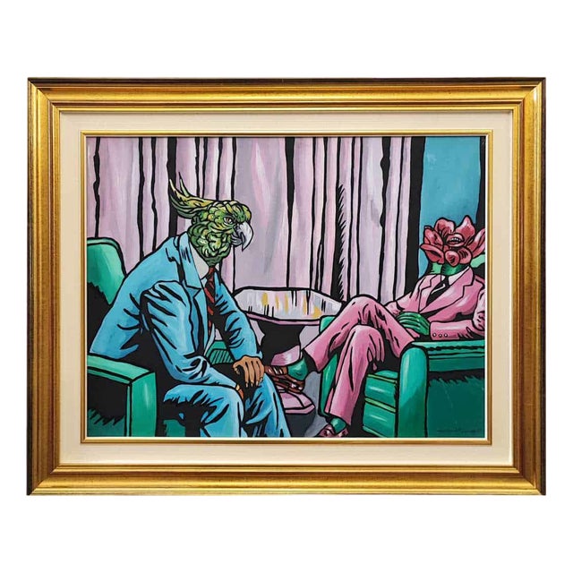 Max Hamlet, Animal Heads, 1995, Acrylic Painting on Canvas, Framed For Sale