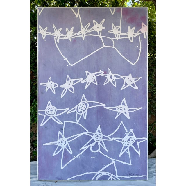 Late 20th Century Original XL Purple Star Painting on Board Signed by Zandra Rhodes For Sale - Image 13 of 13