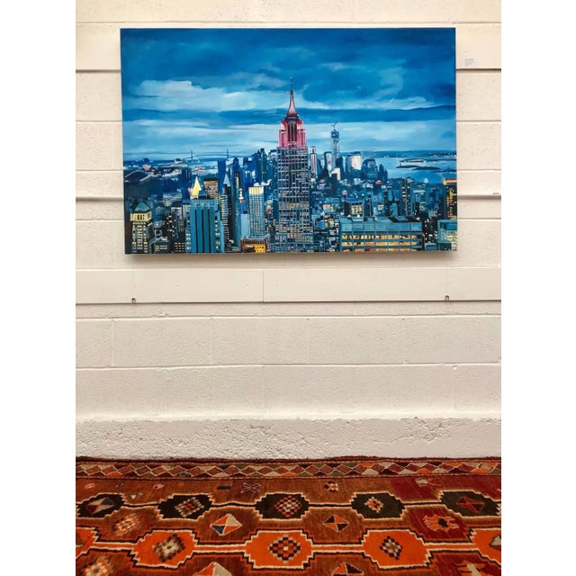 Textile Angela Wakefield, Empire State Manhattan Cityscape Painting New York by British Landscape Artist, 2018 For Sale - Image 7 of 9