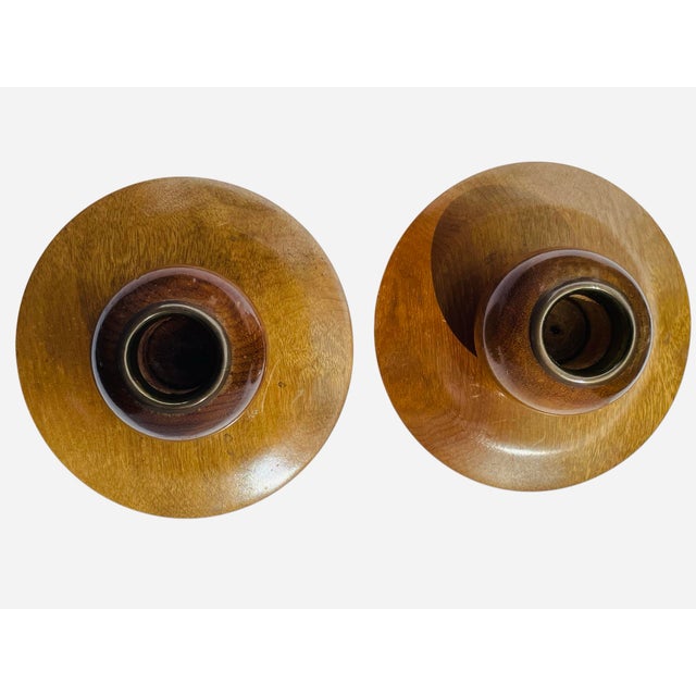 1980s Vintage Myrtlewood Sculptural Candleholders For Sale - Image 5 of 8