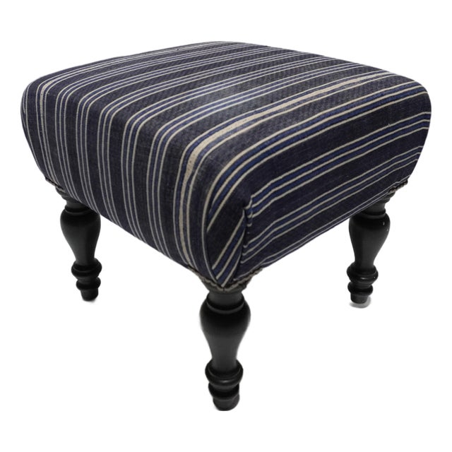 Custom Stripped Brentwood Footstool by Rooms & Gardens For Sale