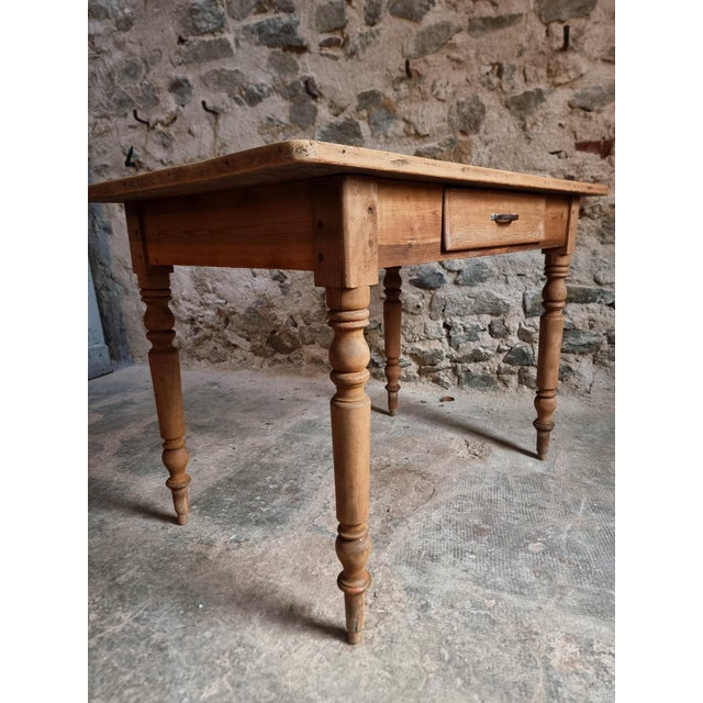 Antique French Pine and Beech Country Dining Table or Desk with Drawer, 1920s-1930s For Sale - Image 3 of 18