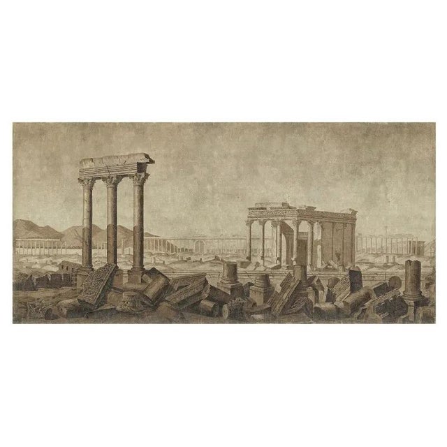 Antique-Style Panoramic Wall Mural on Canvas, 1800s For Sale - Image 5 of 6