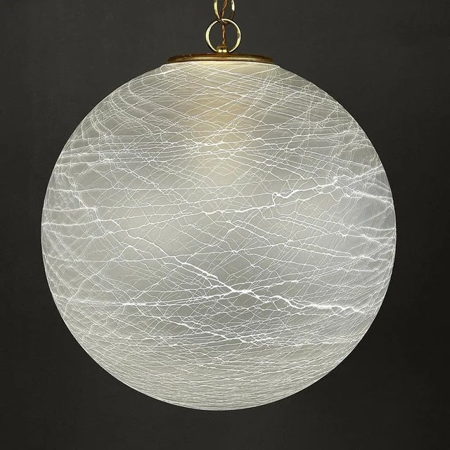 Large Vintage Italian Swirl Murano Glass Pendant Lamp, 1970s For Sale - Image 4 of 13
