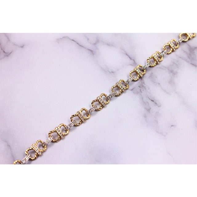 Early 21st Century Diamond Horse Shoe Pave Link Layered Rope Fashion 14 Karat Yellow Gold Bracelet For Sale - Image 5 of 13