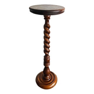 Mid-Century French Turned Barley Wooden Plant Stand, 1960s For Sale