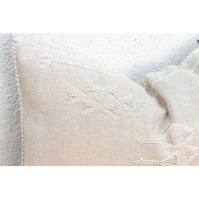 Saharan Ivory Lumbar Moroccan Silk Pillow For Sale - Image 4 of 7