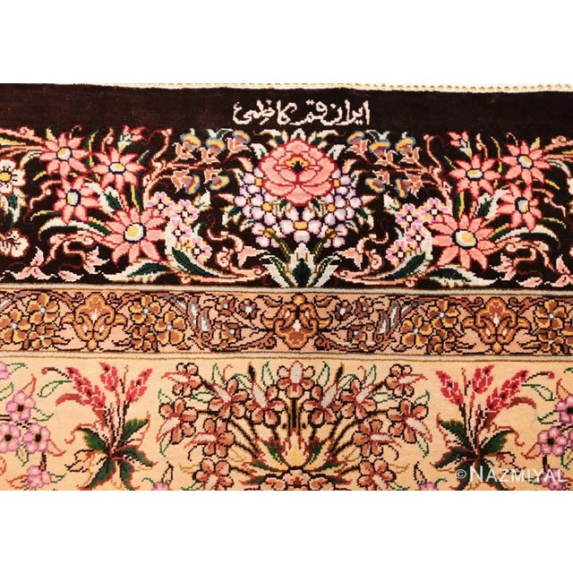 Textile Nazmiyal Collection Persian Silk Scatter Floral Vase Luxury Qum Rug For Sale - Image 7 of 9