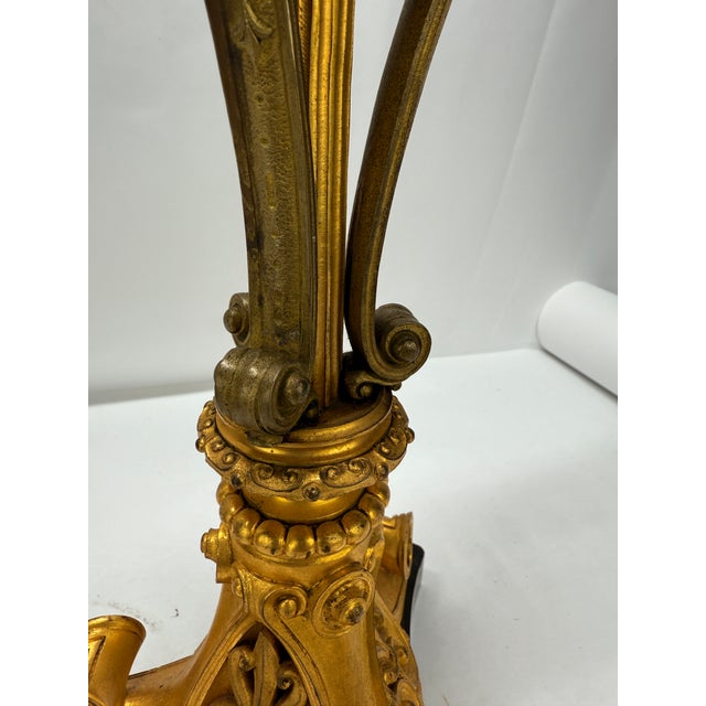 Neoclassical Parcel-Gilt and Patinated Bronze Tripod Zoomorphic Lamps C. 1900 Attributed to Edward F. Caldwell & Co. For Sale - Image 13 of 17