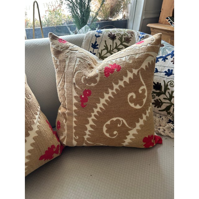 Handmade Suzani Throw Pillow For Sale In Washington DC - Image 6 of 12
