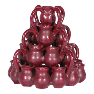 1990s Italian Glazed Ceramic Cluster of Vessels in a Raisin Color
