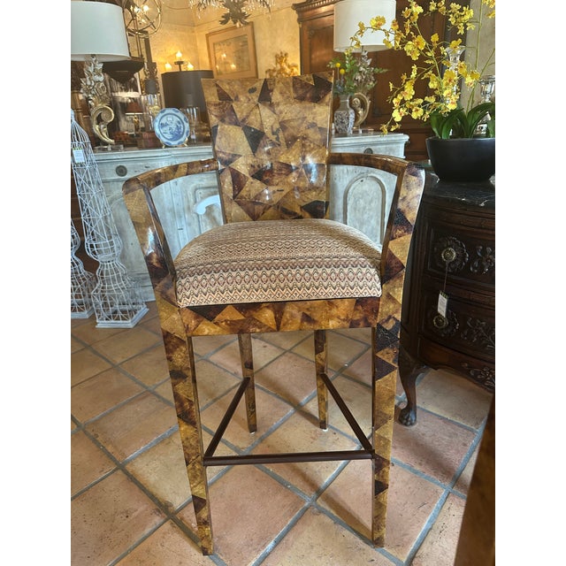 Brown 1980s Lacquered Coconut Shell Bar Stools, Set of 3 For Sale - Image 8 of 16