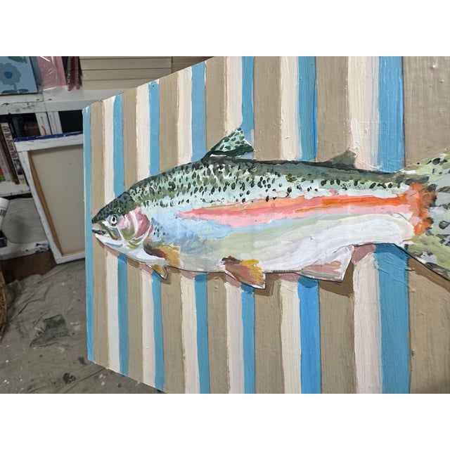 Rainbow Trout Acrylic Painting For Sale - Image 10 of 11