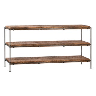 Salvaged Wood & Iron Three-Tier Console Table For Sale