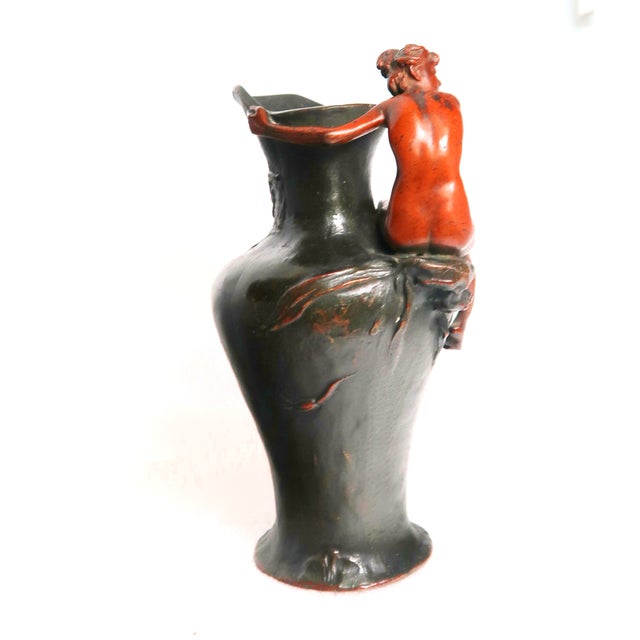 Early 20th Century Art Nouveau Exquisite Bronze Sculpture of Nude on Ewer For Sale - Image 13 of 18