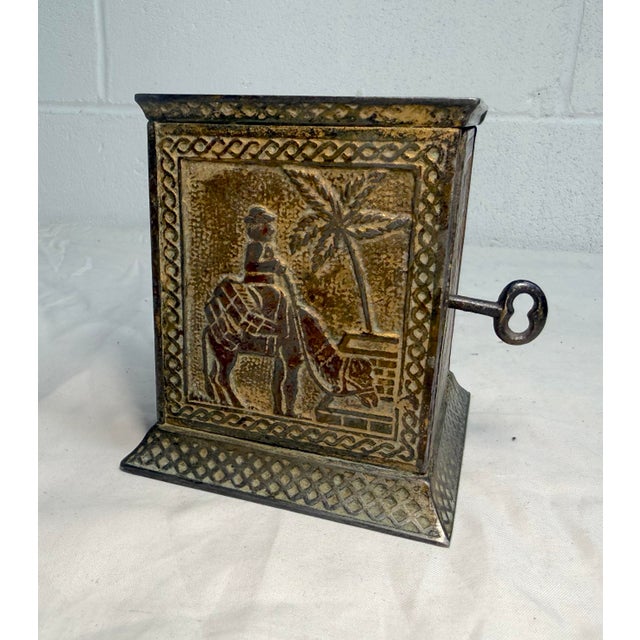 Rare Antique Kyser & Rex Arabian 1882 Cast Iron Still Bank Safe Relief Detail For Sale - Image 11 of 12