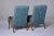 Wood Mid Century Italian Chairs With New Teal Tweed Upholstery - Pair For Sale - Image 7 of 13