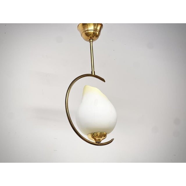 Mid-Century Modern Opaline Glass and Brass Pendant, Sweden, 1950s For Sale - Image 10 of 11