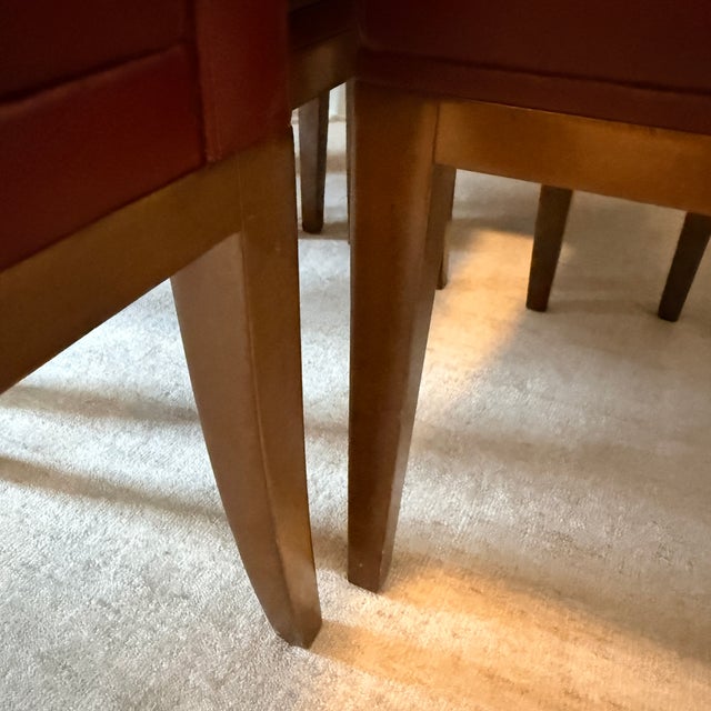 Oxblood Red Set of 8 Artistic Frame Dining Chairs With Moore & Giles Leather For Sale - Image 8 of 9