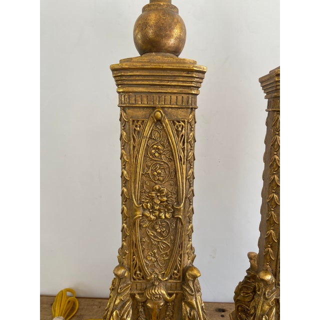 Vintage Gilt Classic Revival Style Table Lamps - Set of 2 For Sale In Los Angeles - Image 6 of 11